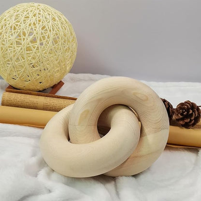 Wood Chain Link Decor Knot Decor，2-Link Hand Boho Carved Wood Chain Suitable for Bedroom, Living Room, Coffee Shop Decoration (Wood color)…
