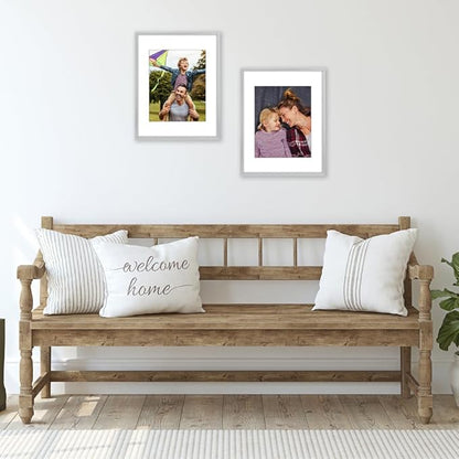 Americanflat 11x14 Picture Frame with Shatter-Resistant Glass - Use as 8x10 Frame with Mat or Display 11x14 Photo Without Mat - Streamline Collection - Thin Border Picture Frames for Wall - Silver
