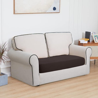 Easy-Going 100% Waterproof Loveseat Sofa Seat Cushion Slipcovers Couch Cushion Cover Stretch Furniture Protector for Kids, Pets (Loveseat Cushion, Chocolate)