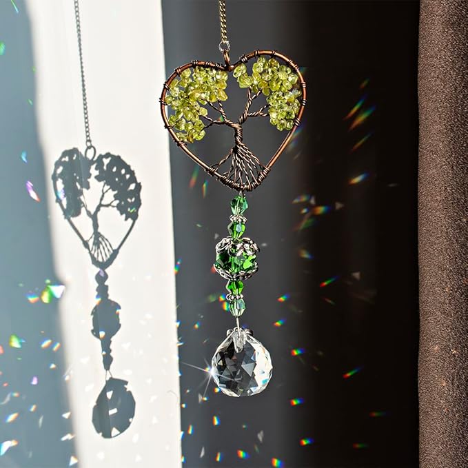 H&D HYALINE & DORA Tree of Life Car Rearview Mirror Hanging Ornament Pendant Accessories Fengshui Suncatcher (Green)
