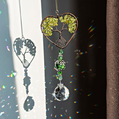 H&D HYALINE & DORA Tree of Life Car Rearview Mirror Hanging Ornament Pendant Accessories Fengshui Suncatcher (Green)