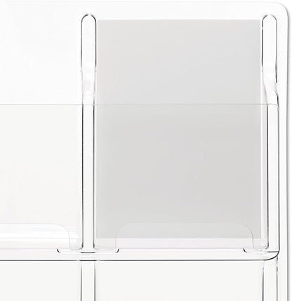 Safco Reveal Literature Rack, 9 Compartments Magazine Holder, Wall-Mounted Brochure Organizer, Acrylic, Clear