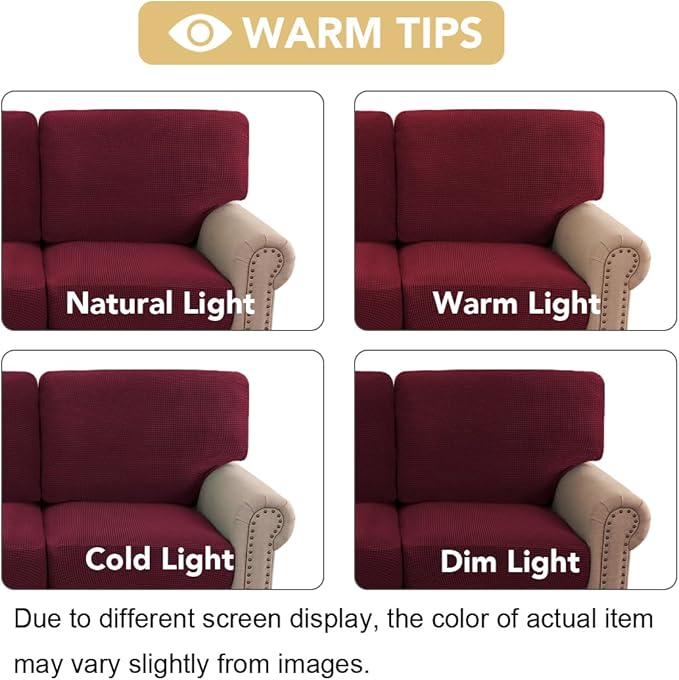 H.VERSAILTEX Multi-Pieces Sofa Covers Stretch Couch Covers Form Fitted Seats and Back Cushions Covers (3 Seat Covers Plus 3 Back Cusion Covers, Bonus 2 Armrest Covers), Burgundy