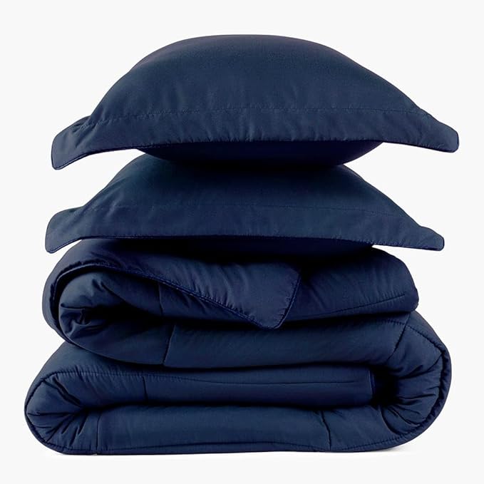 PeachSkinSheets Night Sweats: The Original 1500TC Soft Super King/Cal King Oversized Comforter Set Mariner Blue