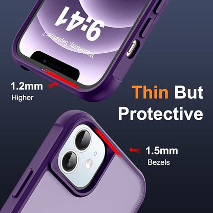 Compatible with iPhone 12 Case & iPhone 12 Pro Case with Invisible Magnetic O-Ring Stand Translucent Phone Cases 6.1" [Compatible with Mag-Safe][Great Grip Feeling], Purple