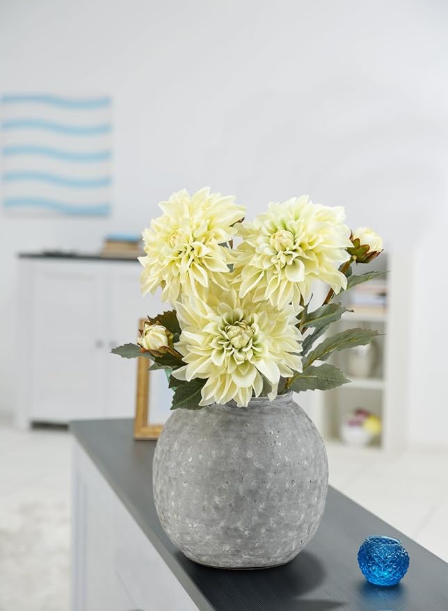 Serene Spaces Living Antique Ashen Orb Cement Vase, Grey Concrete Floral Vase, Home, Office Decor, Table Centerpiece for Vintage Wedding, Anniversary, Birthday, Holiday, 8.5" Diameter & 8.5" Tall