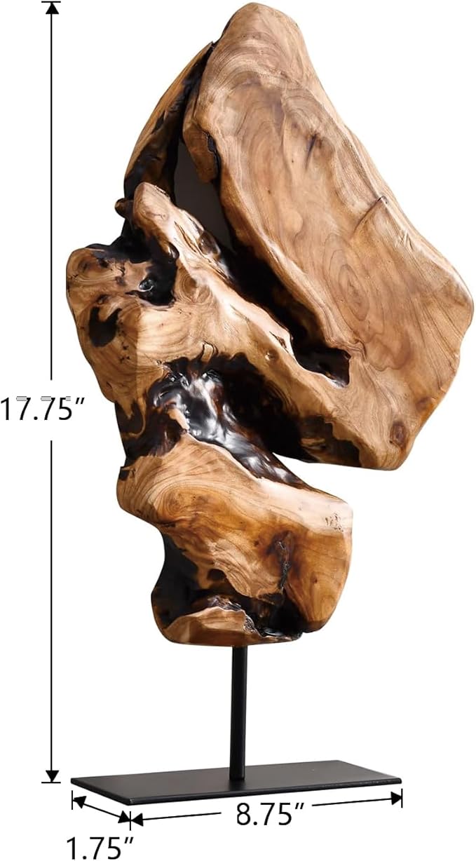 WELLAND Irregular Cedar Wood Sculpture 8.75" W x 1.75" D x 17.75" H Natural Edge Tabletop Statues, Handmade Ornaments, Décor for Living Room, Home Office, Bedroom,