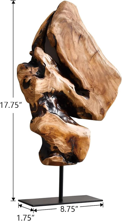 WELLAND Irregular Cedar Wood Sculpture 8.75" W x 1.75" D x 17.75" H Natural Edge Tabletop Statues, Handmade Ornaments, Décor for Living Room, Home Office, Bedroom,