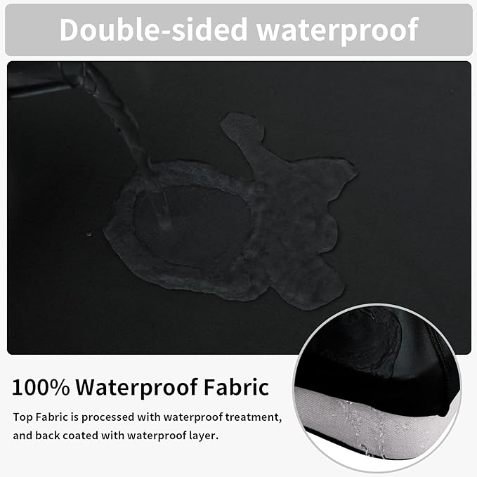 Easy-Going 100% Waterproof Chair Sofa Seat Cushion Slipcovers Couch Cushion Cover Stretch Furniture Protector for Kids, Pets (3-Piece Sofa Cushion, Black)