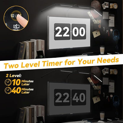 Adjustable LED Desk Lamp – Stepless Dimming & Color Temp Remote Control, Eye-Caring 4 Large Bright Light Souce for Home Office, Flexible Neck, Clamp Base, 5 Lighting Modes for Reading, Computer, DIY