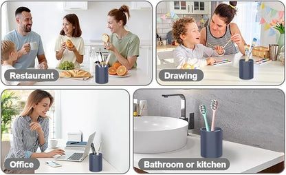 Metal Pen Holder Aluminum Pencil Holder Desktop Organizer Black for Office, School, Home 3.15 x 3.15 x 3.94 Inches-Grey
