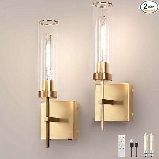 Wall Sconces,Gold Battery Operated Wall Sconce 10400mAh Fast Chargin Endurance 150 Hours Infinitely Dimmable with Remote Control Wireless Wall Lights for Bedroom Living Room Hallway