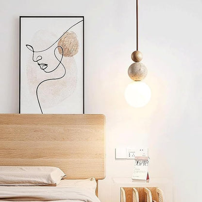 Modern Indoor Pendant Light Natural Stone Spherical Hanging Light Frosted White Glass Suspension Pendant Lamp for Bedside Restaurant Kitchen Island Aisle Bar Club Chandelier
