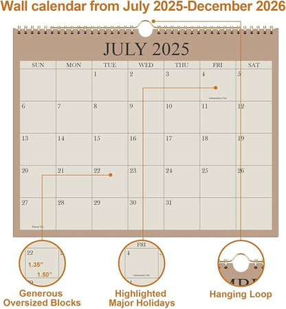Calendar 2026-12 Months Wall Calendar from January 2026 to December 2026, 2026 Wall Hanging Calendar Planner with Thick Paper, 8.5" x 11", Beige