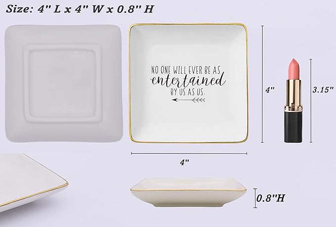 NZY Friendship Appreciation Gifts for Best Friends,Bestie,Soul Sisters,Happy Memory-Farewell,Long Distance Gifts-Jewelry Tray Trinket Holder Ring Dish-No One Will Ever Be as Entertained by Us as Us