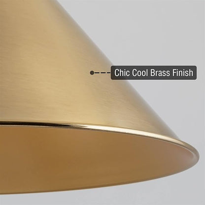 Kira Home 14" Industrial Metal Cone Replacement Shades, 1-5/8" Fitter Opening for Threaded Medium Base Socket, 6.75" x 14.25", Cool Brass Finish, 3-Pack