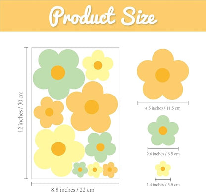 81 Pieces Wall Decal Flower Stickers - Removable Peel & Stick Wall Decals for Kids' Girls Room Decor(Orange, Yellow, Green)
