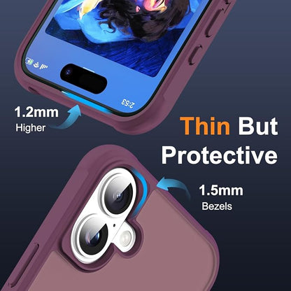 Compatible with iPhone 17 Case with Invisible Magnetic O-Ring Stand Military-Grade Translucent Phone Case for iPhone 17 6.3" [Compatible with Mag-Safe][Great Grip Feeling], Wine Red