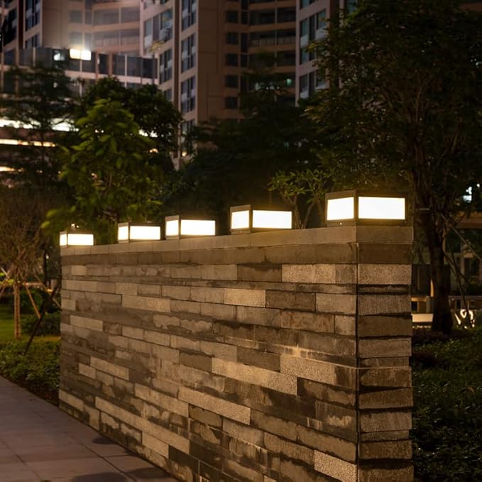 Outdoor Modern Stainless Steel Post Light, LED Fence Deck Cap Light Lantern Column Lamp for Flat Surface Patio Garden Decoration with IP54 Waterproof E26 Bulb (W11.8*H6.5 110V)