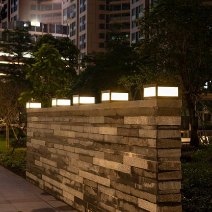 Outdoor Modern Stainless Steel Post Light, LED Fence Deck Cap Light Lantern Column Lamp for Flat Surface Patio Garden Decoration with IP54 Waterproof E26 Bulb (W11.8*H6.5 110V)