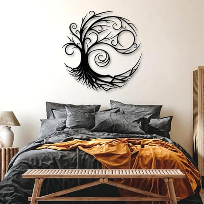Yemwot Metal Tree of Life Wall Decor, Circle of Life Metal Tree Wall Art, Branch Art, Spiritual Decor, Modern Sculpture Decoration, Living Room Bedroom Decoration (White, 29"x 29"| 76x76cm)