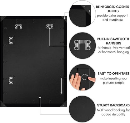 Americanflat 20x28 Picture Frame with Polished Plexiglass - Black Picture Frame - Wide Photo Frames Made of Engineered Wood for Vertical or Horizontal Wall Display - Epic Collection - Black