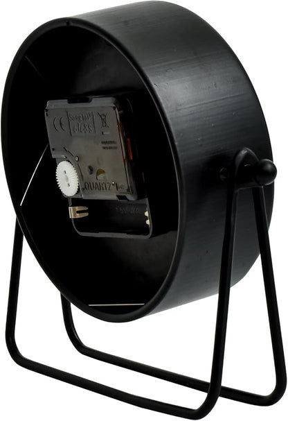 Small Black Desk and Shelf Clock, 5.9*6.9 Inch Retro Elegant Tabletop Clock with Glass Cover, Silent Non-Ticking Battery Operated Decorative Clock for Living Room, Office, Bedroom, Gift Idea