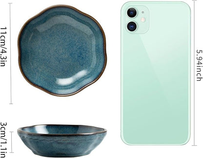Ceramic Ring Dish Flower Jewelry Holder Dish Cute Jewelry Dish Tray Trinket Dish Small Decorative Tray Key Bowl Room Decor Aesthetic for Mom Best Friend Sister (blue)