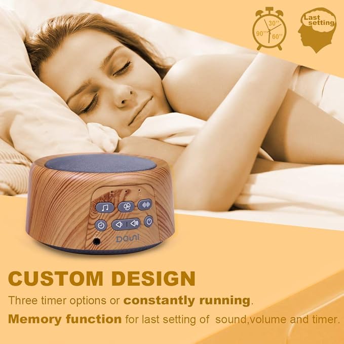 Douni Sleep Sound Machine - White Noise Machine with 27 Soothing Sounds for Sleeping & Relaxation, Timer Settings,Sleep Therapy for Families, Home,Office,Travel.Wood Grain