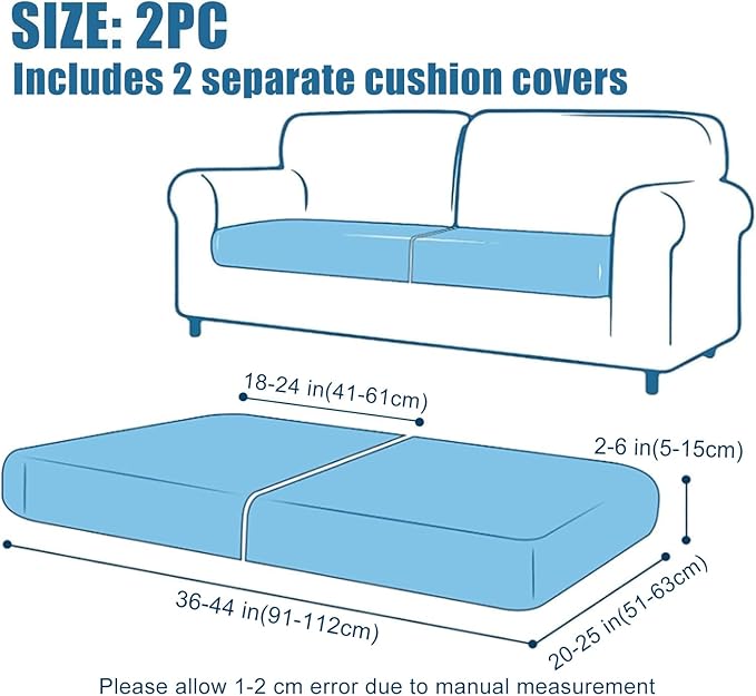 Smiry Waterproof Couch Cushion Covers, Stretch Jacquard Thick Sofa Cushion Covers, Washable Seat Slipcover Elastic Furniture Protector for Pets, Kid (2PC, Taupe)
