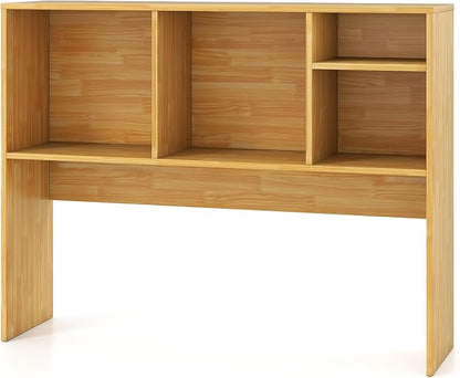 Desktop Bookshelf, 2-Tier Display Organizer Shelf Rack, Dorm Desk Hutch, Desk Shelf for Top of Desk, Multipurpose Wood Counter Top Bookcase for Office Home