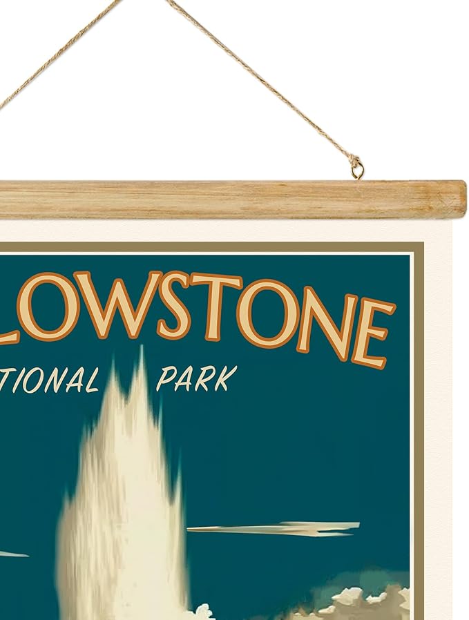 ABoby Vintage Yellowstone National Park Posters - Travel Posters Wall Art for Home, Office - Retro Style Wall Decor with Wood Frames - Ready to Hang