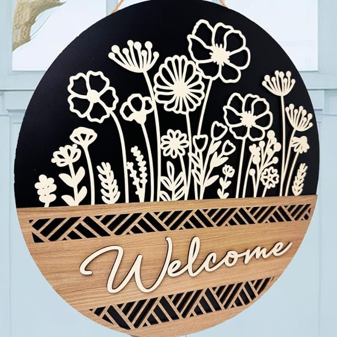 Custom Wooden Welcome Entry Sign, Personalized Front Door Plaque, Rustic Home Wall Accent, Stylish Decoration, Perfect Moving Gift Or New House Present For Families Doorsign_281125_SR6_15