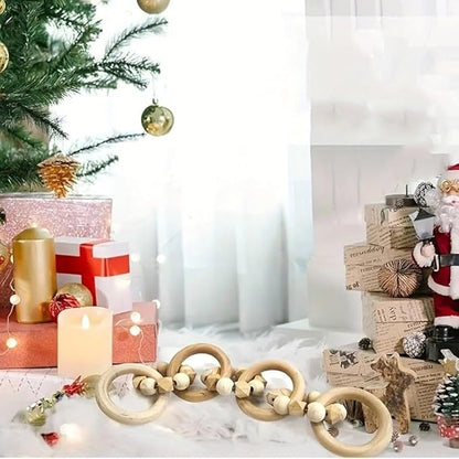 Wood Chain Link Decor, Wooden Chain Craft 4-Link Modern Coffee Table Decor Ornament for Living Room Bookshelf Party Desk Home