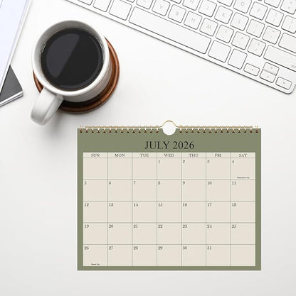 Small Wall Calendar 2026 - Mini Calendar 2026-2027 from January 2026 - June 2027, 18 Months Little Calendar with Premium Paper, 6" x 8", Green