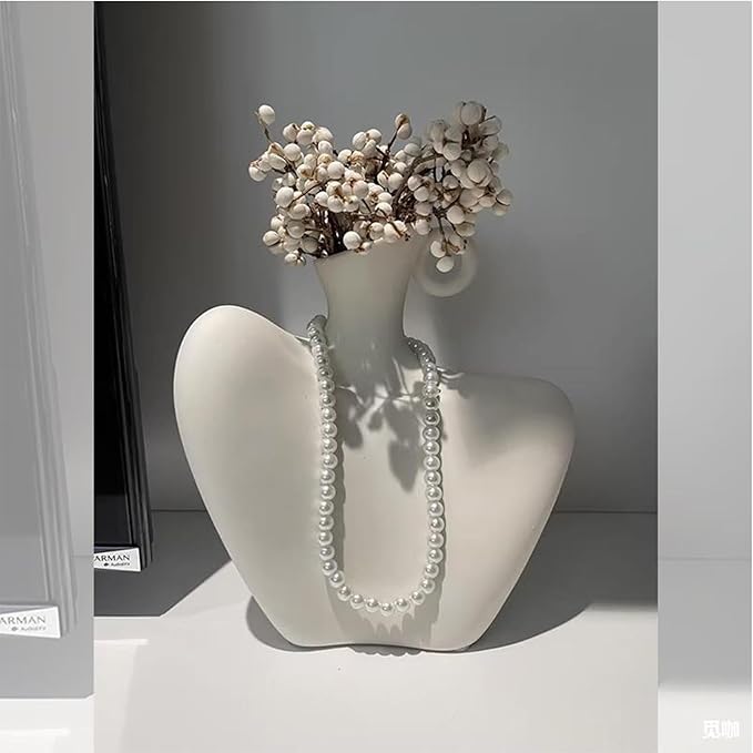 Body Vase 8.27" Collarbone Shaped Flower Vase for Home Decor, Clavicle Bone Ceramic Sculpture Art Decor, Modern Minimalist Flower Holder for Living Room