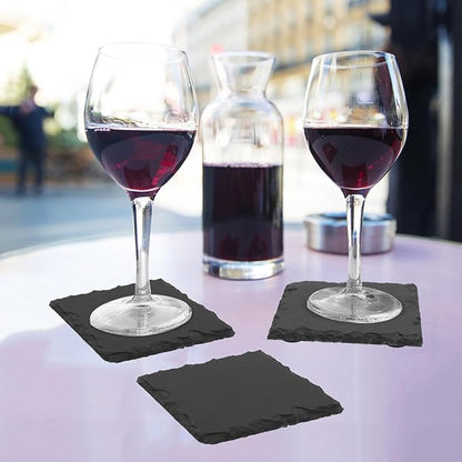 50 Pack 4 Inch Slate Coasters,Coasters for Drinks, Black Stone Coaster with Anti-Scratch Bottom, Ideal for Home Decor, Bar, Housewarming Gifts, and Laser Engraving KUKLIPJIM