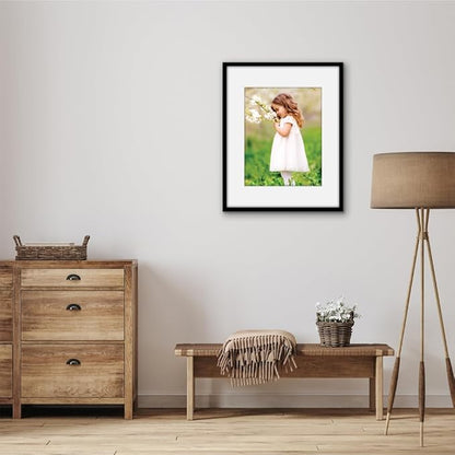 Americanflat 16x20 Picture Frame with Polished Plexiglass - Use as 11x14 Frame with Mat or Display 16x20 Photo Without Mat - Streamline Collection - Thin Border Picture Frames for Wall - Black