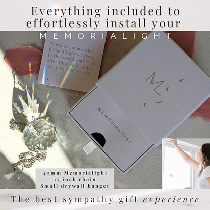 Personalized Memorialight with Elegant Wrapping & Customized Message Card, Memorial Gift, 40mm Crystal Memorial Rainbow Maker, Unique Sympathy Gift for Loss of Family or Loved Ones & Miscarriages
