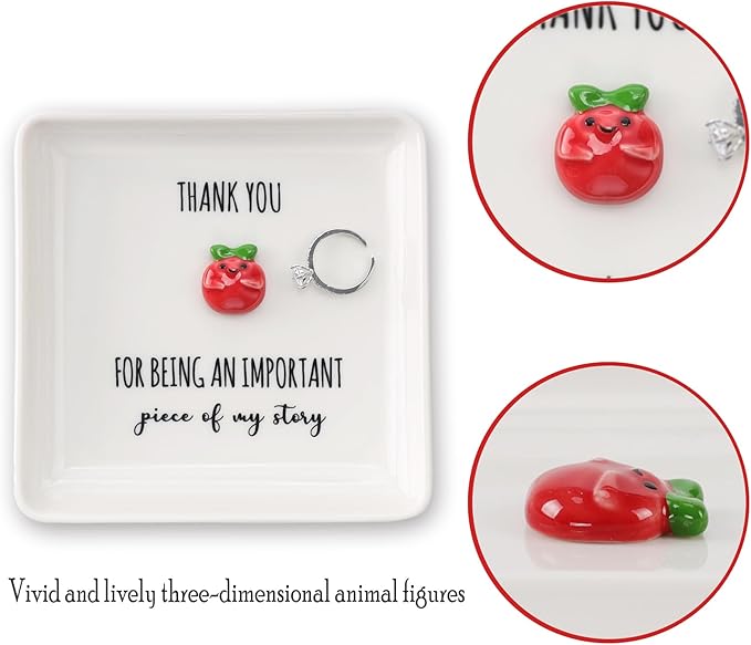 HOME SMILE Gifts for Women Teacher Christmas Ring Dish Jewelry Tray-Graduation Appreciation Thank You School Gifts for Students Teachers Women,Stocking Stuffers for Teacher under 10