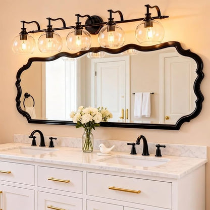 ANDY STAR Black Vanity Light, 5-Light Bathroom Light Fixture, 35" Large Bathroom Lighting Over Mirror, Industrial Wall Sconce, Perfect for Big Bathrooms, Double Vanities, Long-Length Elegant Design