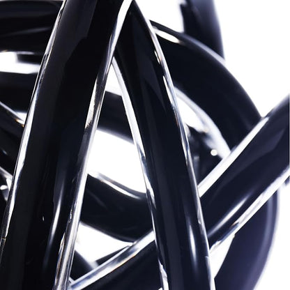 Luxury Lane Hand Blown Infinity Knot Sommerso Decorative Glass Ball for Bowls Home Decor 8 inch Tall Orbit Centerpiece Table Decoration Sculpture Black