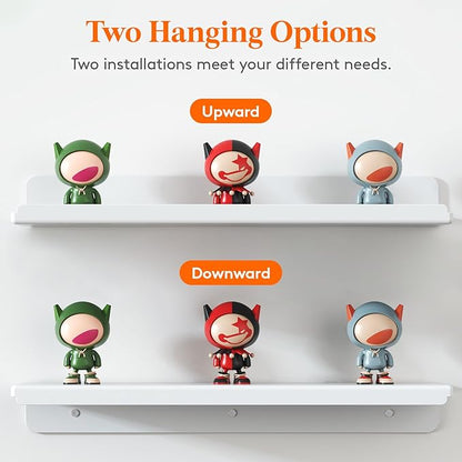 Lifewit Floating Shelves for Bathroom, 15" Acrylic Wall Organizer for Perfume, Makeup, Figures, Nail Polish, Photo, Book, Decor Display Rack for Nursery, Living Room, Bedroom, Kitchen, White, 12 Pack