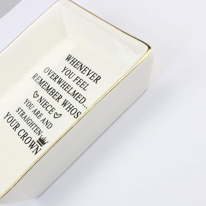 JoycuFF Inspirational Niece Gifts Ring Trinket Dish for Birthday Chrismas-Bestie Gift for Niece from Auntie