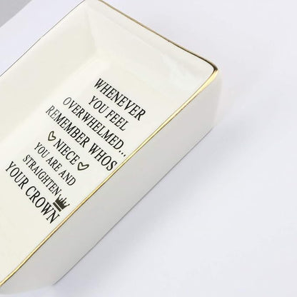 JoycuFF Inspirational Niece Gifts Ring Trinket Dish for Birthday Chrismas-Bestie Gift for Niece from Auntie