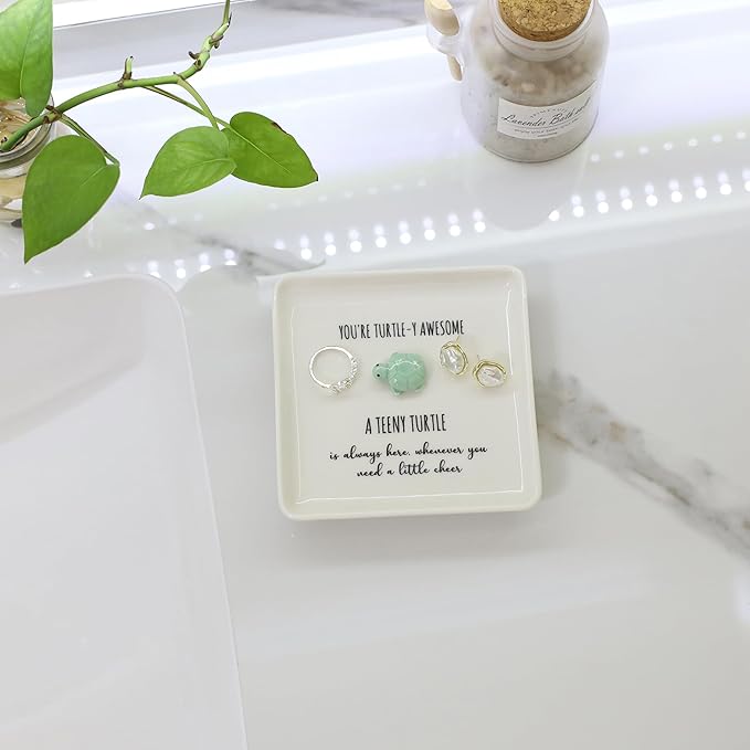 HOME SMILE Turtle Ring Dish Tray- Birthday Gifts for Women Friends Mothers Day Graduation Teacher Appreciation Retirement Christmas,You're Turtley Awesome