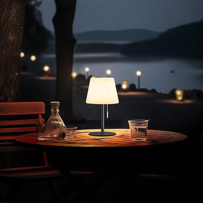 Solar Table Lamp for Outside Patio Solar Lamp Outdoor Lamp Waterproof with Light Sensor,Dimmable Warm White+RGB LED Rechargeable Lamps Cordless Battery Operated Table Lamp （Black）