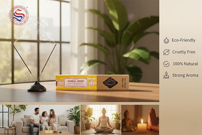 Satya Smudge Incense Stick – Hand-Rolled Indian Masala Incense for Meditation, Yoga & Spiritual Cleansing Pack of 6 (Smudge Sandalwood)