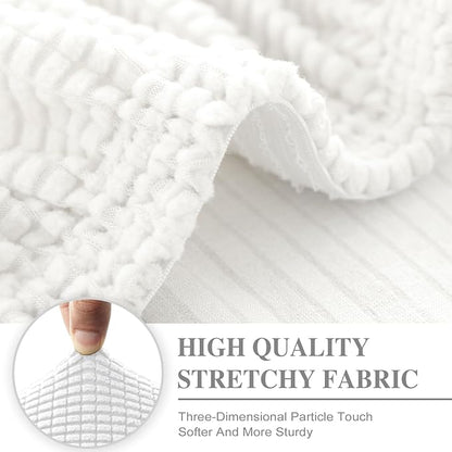 Couch Cushion Covers for Sectional Sofa L Shape Washable Separate Seat Chaise Couch Cover Stretch Sofa Slipcovers with 2 Pcs Pillowcases(2 Seater + 1 Chaise, White)
