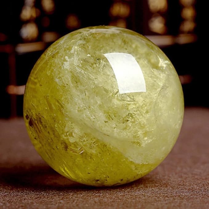 5-6cm/1.96-2.36inch Topaz Ball Polished Natural Yellow Crystal Sphere Decorative Sphere Healing Crystals Ball Healing Stone Crafts Home Decor Ornament Gifts (Topaz, 50-60mm)